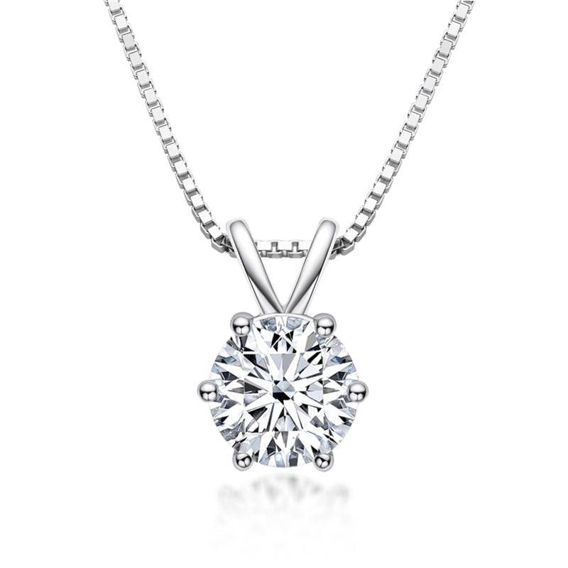 Lovely 1 Carat D Color ♥︎ High Quality Moissanite Diamond ♥︎ Real Silver Pendant Necklace - The Jewellery Supermarket