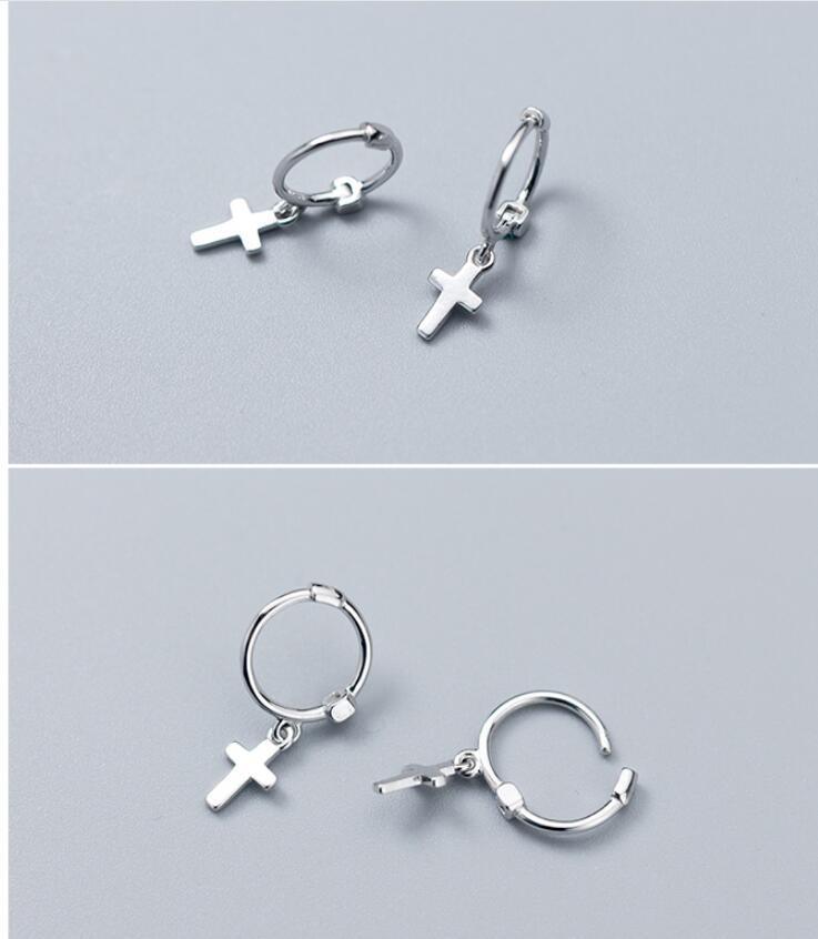 Charming Womens Fashion 100% Sterling Silver Christian Cross Small Drop Earrings - Popular Religious Gifts - The Jewellery Supermarket