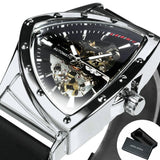 NEW - Luxury Men Gold Black Triangle Skeleton Automatic Mechanical Wristwatch Irregular Watch - The Jewellery Supermarket