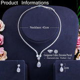 Fashion AAA+ Cubic Zirconia Diamonds Water Drop Pendant Necklace and Earrings Wedding Jewellery Sets - The Jewellery Supermarket