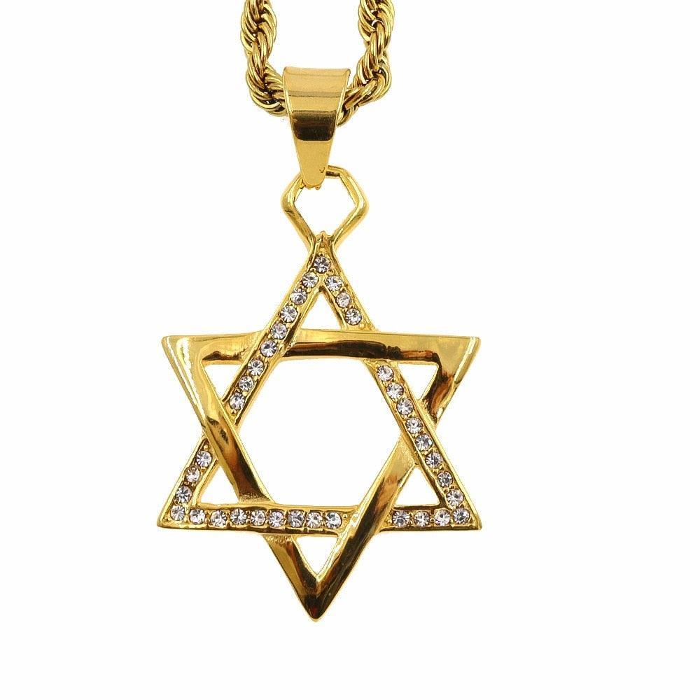 NEW ARRIVAL Jewish Star of David Necklace Long Chain Womens Religious Necklace - The Jewellery Supermarket