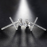Stylish Drop Earrings with Cross Design Dazzling Tiny AAA Zirconia Crystals Luxury Exquisite Female Jewellery - The Jewellery Supermarket