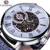 NEW - Luxury Men Gold Hollow Engraving Black Leather Skeleton Mechanical Watches - The Jewellery Supermarket
