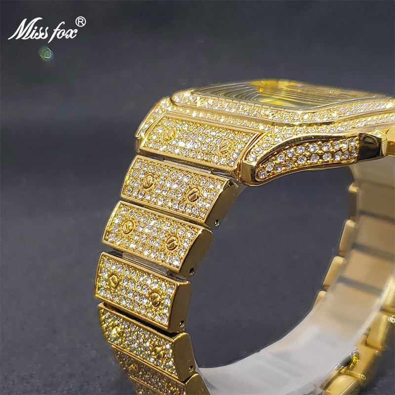 Luxury Couple Ice Gray Square Diamond Limited Edition Watches - The Jewellery Supermarket