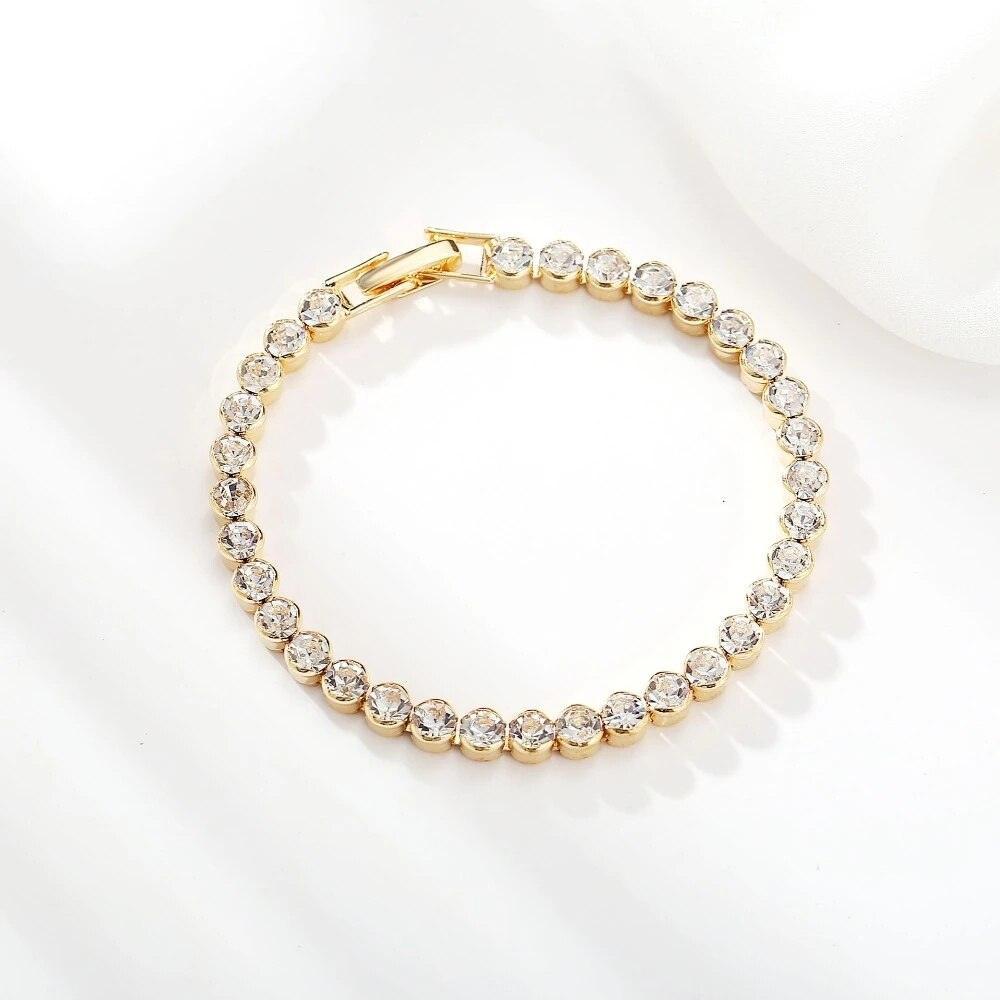 LOWEST PRICE - Luxury High Quality AAA Cubic Zirconia Crystals Tennis Bracelets For Women - Gold Silver Color Bracelets - The Jewellery Supermarket