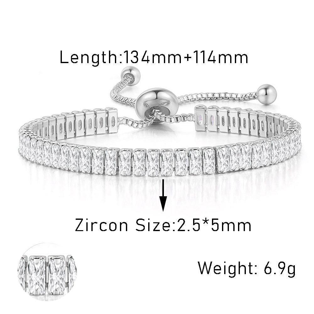 NEW Adjustable Various Size Clear AAA+ Zircon Diamonds Geometric Tennis Bracelets For Women - The Jewellery Supermarket