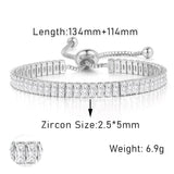 NEW Adjustable Various Size Clear AAA+ Zircon Diamonds Geometric Tennis Bracelets For Women - The Jewellery Supermarket