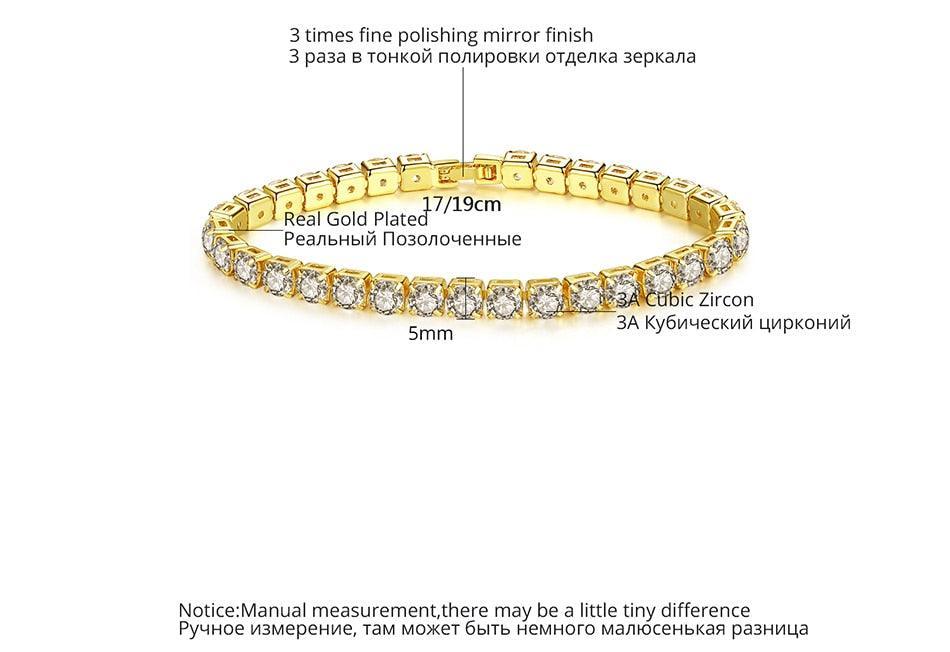 EXQUISITE Charming AAA+ Cubic Zirconia Simulated Diamonds Gold Colour Tennis Bracelets - The Jewellery Supermarket