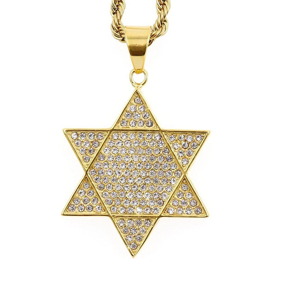 NEW ARRIVAL Jewish Star of David Necklace Long Chain Womens Religious Necklace - The Jewellery Supermarket