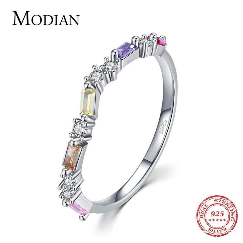 Sterling Silver Multicolor AAAA Simulated Diamonds Charm Simple Ring For Women - Fashion Silver Fine Jewellery - The Jewellery Supermarket