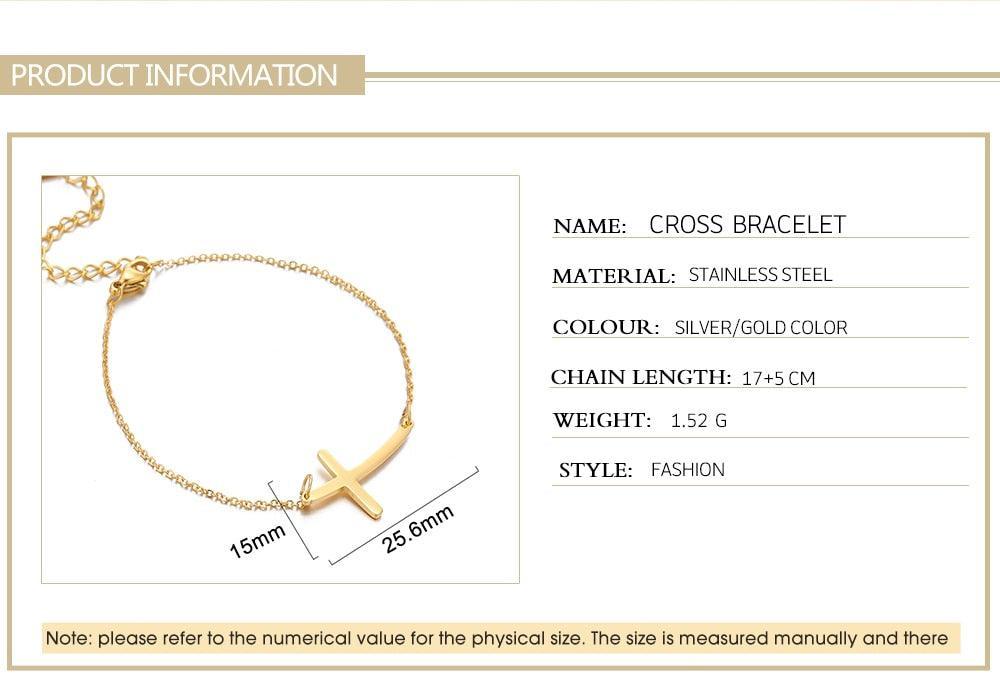 Best Seller - Christian Simple Chain Stainless Steel Cross Charm Bracelets Bangles - Religious Jewellery - The Jewellery Supermarket