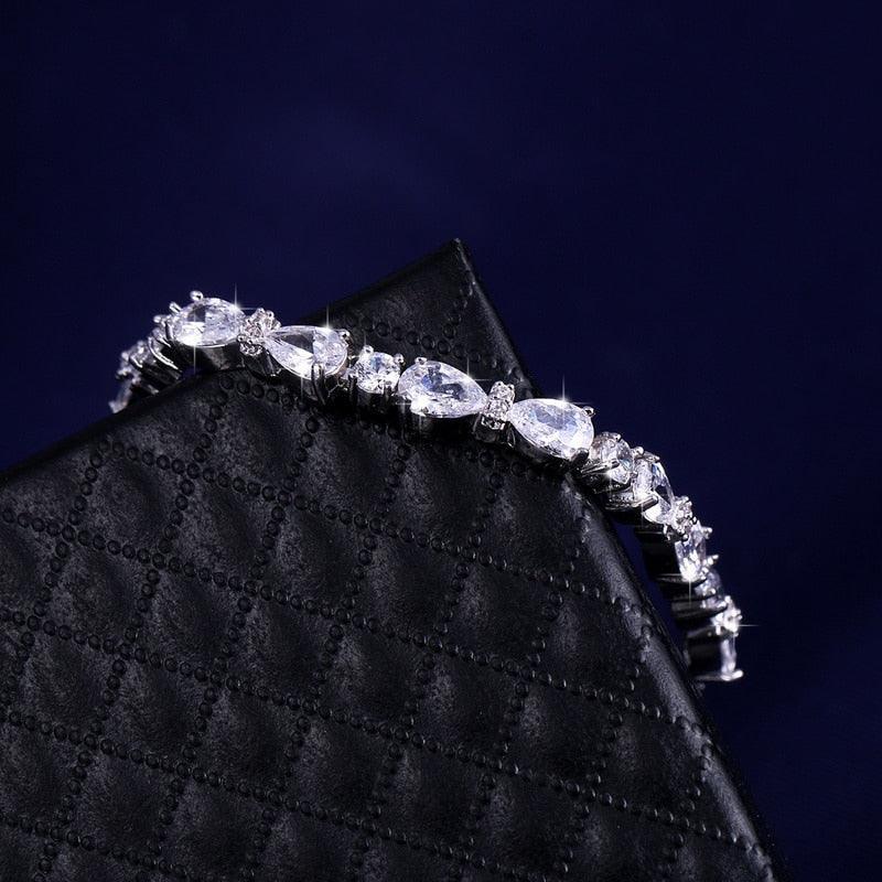 CHARMING Brand Teardrop and Round AAA+ Cubic Zircon Simulated Diamonds Tennis Bracelets - The Jewellery Supermarket