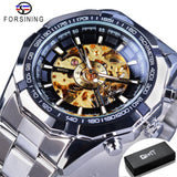 NEW - Luxury Mens Stainless Steel Skeleton Mechanical Waterproof Watch - The Jewellery Supermarket