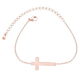 Crucifix Jesus Christian Horizontal Sideways Cross Charm Bracelets for Women - Stainless Steel Religious Jewellery - The Jewellery Supermarket
