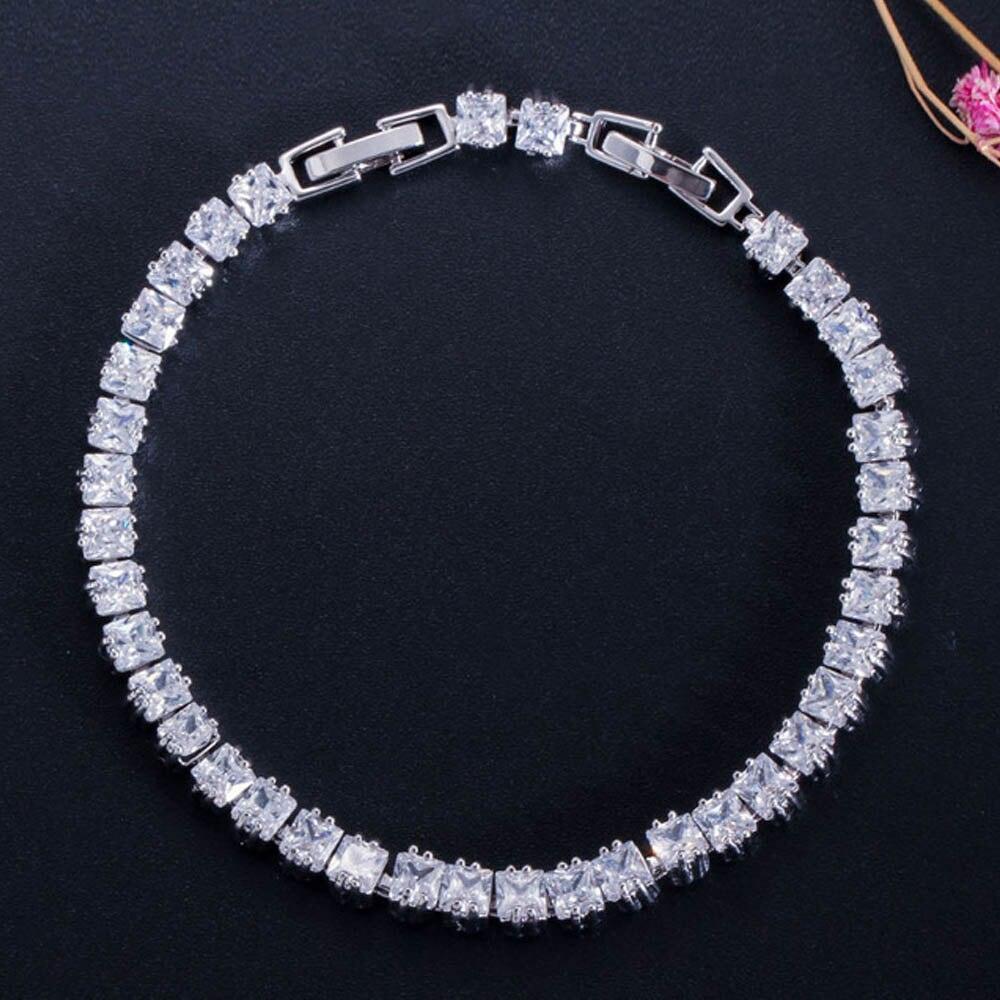Fashion Tennis Style White Gold Color AAA+ Cubic Zirconia Simulated Diamonds With Red Blue Black Green Bracelets - The Jewellery Supermarket