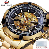 NEW - Luxury Mens Stainless Steel Skeleton Mechanical Waterproof Watch - The Jewellery Supermarket