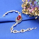 New Fashion Red Stone Necklace And Earring Bracelet Ring For Women - 4Pcs Boho Jewellery Set - The Jewellery Supermarket