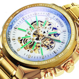 NEW - Luxury Men Gold Skeleton Luminous Military Automatic Mechanical Waterproof Watch - The Jewellery Supermarket