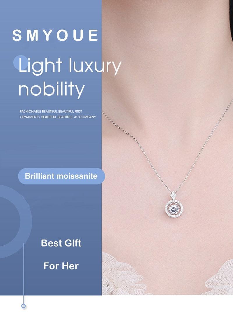 Dancing Diamond Design 1/0.8 CT Round Cut VVS High Quality Moissanite Diamonds Necklace Luxury Jewellery - The Jewellery Supermarket