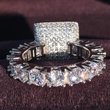 Best Offer - Luxury Women Silver Color Designer Ring For Engagement Anniversary - The Jewellery Supermarket