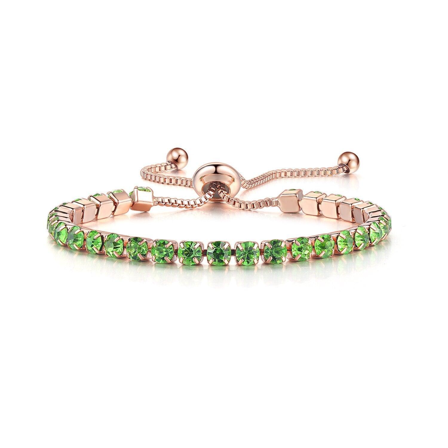 CHARMING Adjustable Colorful Birthstone AAA CZ Crystals MUlticolour Tennis Bracelets for Women - The Jewellery Supermarket
