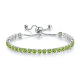 CHARMING Adjustable Colorful Birthstone AAA CZ Crystals MUlticolour Tennis Bracelets for Women - The Jewellery Supermarket
