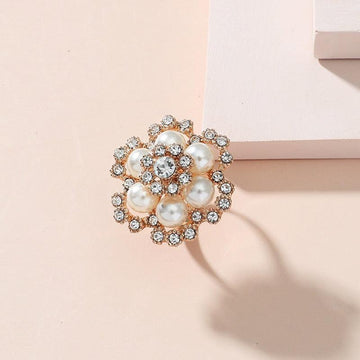NEW VINTAGE RINGS Luxury Pearl Stone Big Flower Gold Color Fashion Ring - The Jewellery Supermarket
