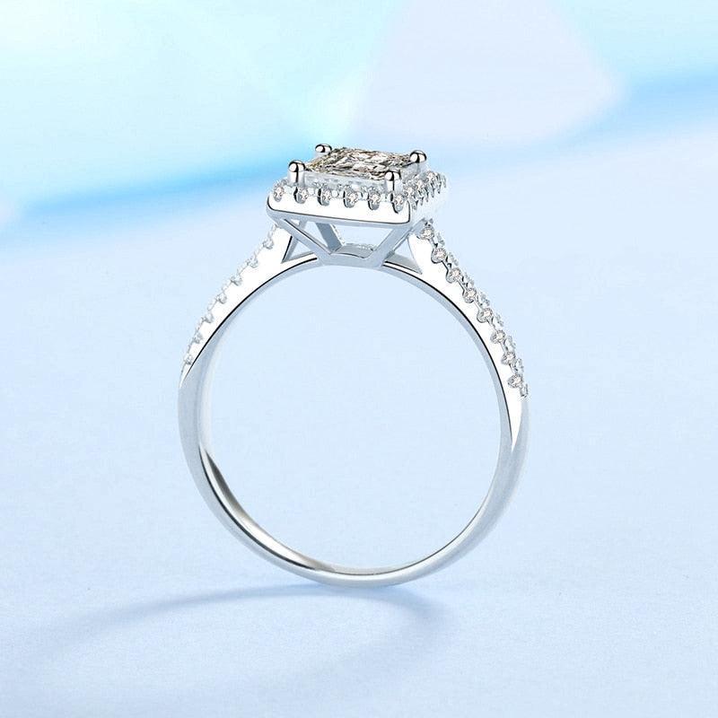 1 CT Princess Cut High Quality Moissanite Diamonds Halo Wedding Promise Ring For Women - Luxury Jewellery - The Jewellery Supermarket