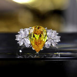 NEW ARRIVAL Charming Luxury Water Drop Shaped Lab Citrine Gemstones Jewellery Ring - The Jewellery Supermarket