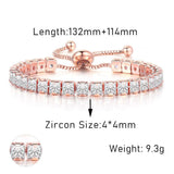NEW Adjustable Various Size Clear AAA+ Zircon Diamonds Geometric Tennis Bracelets For Women - The Jewellery Supermarket