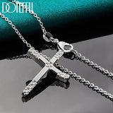 Fashion Religious 925 Sterling Silver AAA+ Zircon Cross Pendant Necklace - Charm Jewellery - The Jewellery Supermarket