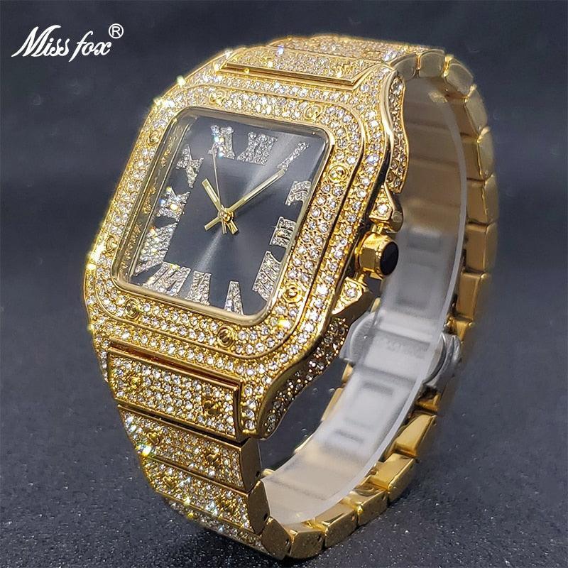 Luxury Couple Ice Gray Square Diamond Limited Edition Watches - The Jewellery Supermarket