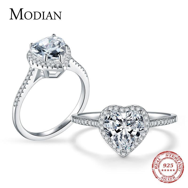 Heart Shape Silver Jewelry Ring AAAA Level Simulated Diamonds Wedding Engagement Rings - Fine Jewellery - The Jewellery Supermarket
