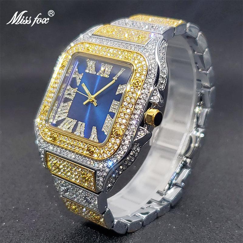 Luxury Couple Ice Gray Square Diamond Limited Edition Watches - The Jewellery Supermarket