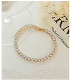 EXQUISITE Gold Plated Titanium Steel AAA+ Cubic Zirconia Simulated Diamonds Tennis Chain Bracelet for Women - The Jewellery Supermarket