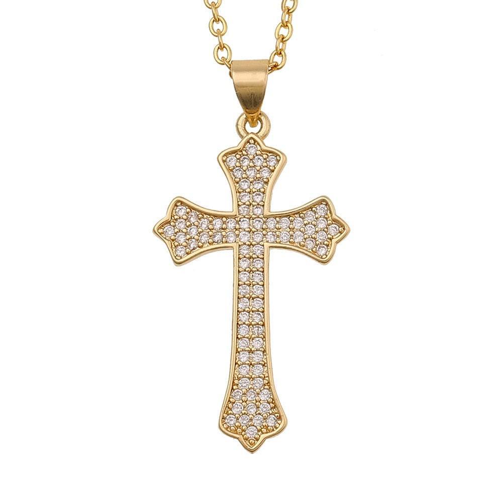 Attractive Christian Cross Shiny Pave AAA Zircon Crytals Necklaces - Religious Jewellery Gifts - The Jewellery Supermarket