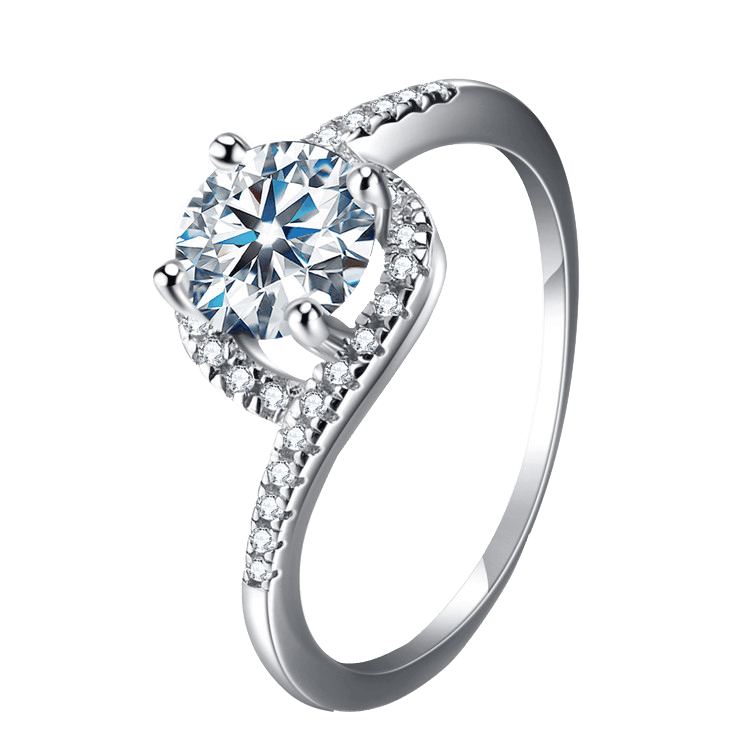 Attractive 4 Prong Round 1 CT High Quality Moissanite Diamonds Halo Luxury Rings - Fine Jewelry - The Jewellery Supermarket