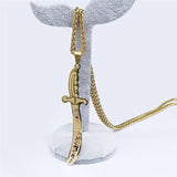 NEW Islam Broadsword Gold Color Stainless Steel Chain Long Necklaces Pendants - The Jewellery Supermarket