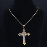 Gold Silver Color Stainless Steel Multilayer Big Long Cross Jesus Pendant Necklace for Women/Men Jewellery  - The Jewellery Supermarket