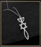 NEW Messianic Pendant Menorah David’s Star with Fish Symbol Carved Jewelry Holy Land - The Jewellery Supermarket