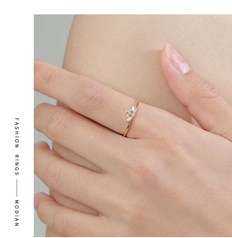 Charming Crown Rainbow Fire Color Delicate Sterling AAA+ CZ Diamonds Ring - The Jewellery Supermarket