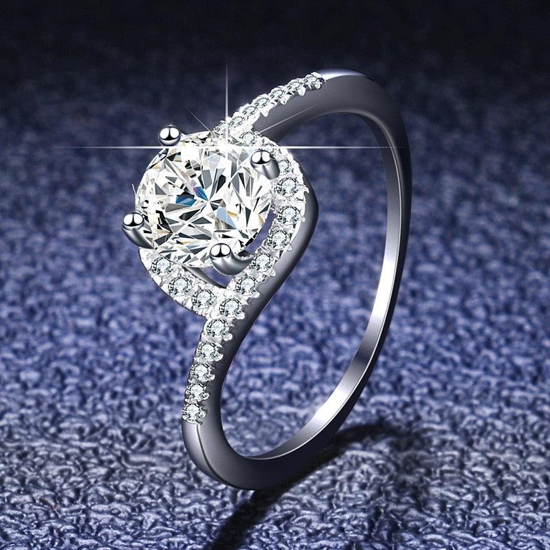 Attractive 4 Prong Round 1 CT High Quality Moissanite Diamonds Halo Luxury Rings - Fine Jewelry - The Jewellery Supermarket