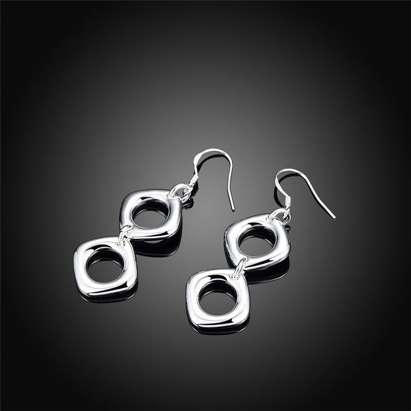 NEW ARRIVAL - Silver Round Square Necklace Earring Set For Woman - Fashion Charming Jewellery - The Jewellery Supermarket