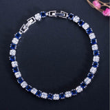 Fashion Tennis Style White Gold Color AAA+ Cubic Zirconia Simulated Diamonds With Red Blue Black Green Bracelets - The Jewellery Supermarket