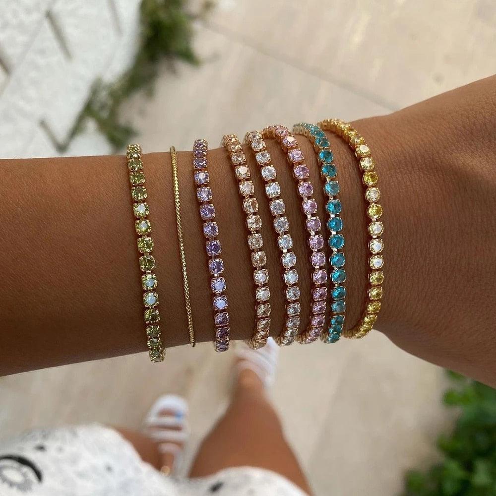 CHARMING Adjustable Colorful Birthstone AAA CZ Crystals MUlticolour Tennis Bracelets for Women - The Jewellery Supermarket
