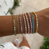 CHARMING Adjustable Colorful Birthstone AAA CZ Crystals MUlticolour Tennis Bracelets for Women - The Jewellery Supermarket