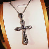 Fashion Vintage Handmade Big Cross AAA+ Cubic Zirconia Diamonds Sterling silver Pendant Necklace - The Jewellery Supermarket