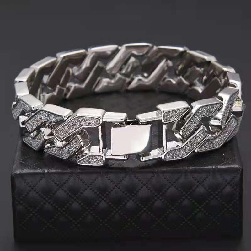 NEW Luxury Top Brand  2pcs Gold Colour Cuban Chain Male Bling Iced Out Wristwatch Bracelet for Men - The Jewellery Supermarket