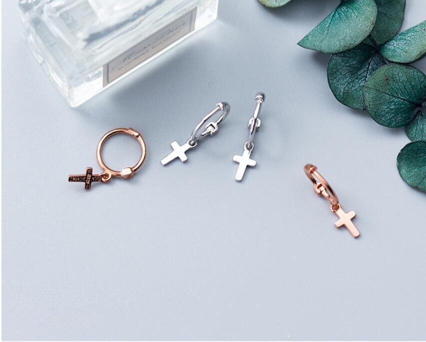 Charming Womens Fashion 100% Sterling Silver Christian Cross Small Drop Earrings - Popular Religious Gifts - The Jewellery Supermarket