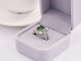 NEW - Luxury AAA+ Cubic Zirconia Green Color Princess Designer Ring - The Jewellery Supermarket